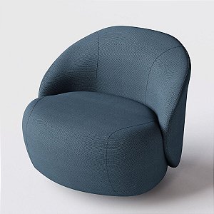 Poltrona Mônaco com Base Giratória em Linho Azul - Home Mobily