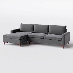 Sofá Viena com Chaise 2,70m em Linho Cósmico Cinza Médio - Home Mobily