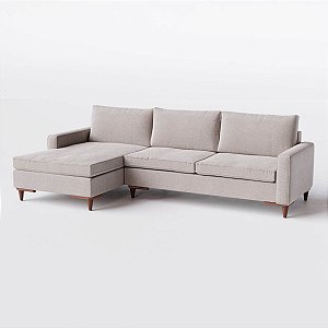 Sofá Viena com Chaise 2,70m em Linho Cinza Amarronzado - Home Mobily
