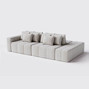 Sofá Modulado Ilha Santorini 2,70m x 1,80m em Bouclé Nuvem Bege - Home Mobily