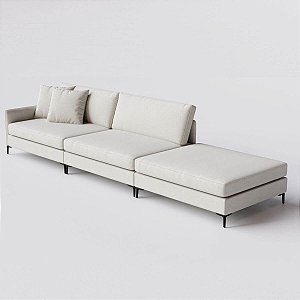 Sofá Living Monte Carlo 2,48m em Linho Mar Off White - Home Mobily