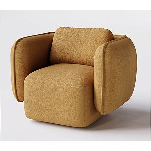 Poltrona Giratória Gana em Suede Gold Amarelo - Home Mobily