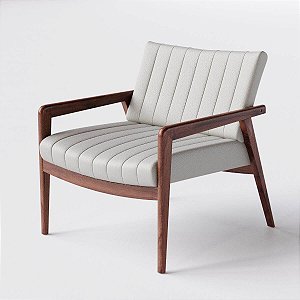 Poltrona Decorativa Atenas em Couro Off white - Home Mobily