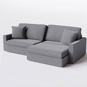 Sofá Cama Bélgica Retrátil e Reclinável 2,10m em Chenille Refúgio Cinza Médio - Home Mobily