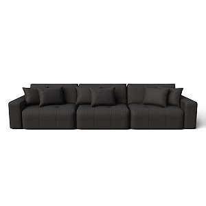 Sofá Retrátil e Reclinável Estocolmo 2,96m em Suede Noite Preto - Home Mobily