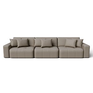 Sofá Retrátil e Reclinável Estocolmo 3,26m em Suede Real Castor - Home Mobily