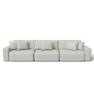 Sofá Retrátil e Reclinável Estocolmo 3,26m em Suede Urbana Off White - Home Mobily
