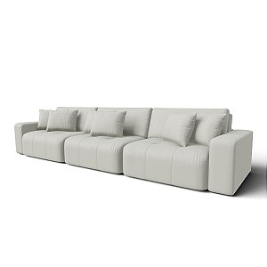 Sofá Cama Estocolmo Sem Caixa 3,26m em Veludo Off White