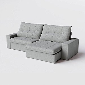 Sofá Toronto Retrátil e Reclinável 2,50m em Bouclé Texturizado Cinza  - Home Mobily