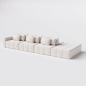 Sofá Modulado Ilha Santorini 3,40m x 1,80m em Linho Algodão Lapidado - Home Mobily