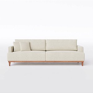Sofá Doha com Chaise e Sommier de 2,70m em Linho Bege Claro - Home Mobily*