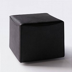 Puff Decorativo Montevidéu 50cm x 50cm em Couro Preto