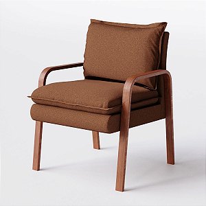 Poltrona Decorativa Bela em Linho Terracota