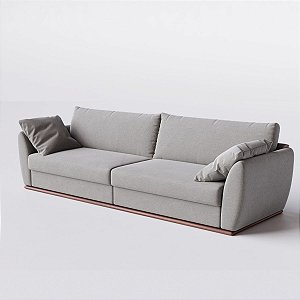 Sofá Living Fixo Suécia 2,76m em Linho Cinza Névoa