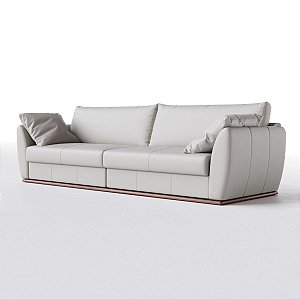 Sofá Living Fixo Suécia 2,76m em Couro Cromio