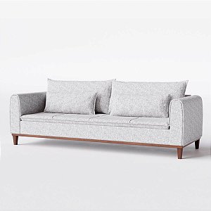 Sofá Living Fixo Lisboa 2,50m em Linho Mescla Cinza Claro