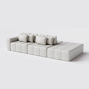 Sofá Modulado Ilha Santorini 2,60m x 1,60m em Couro Off White
