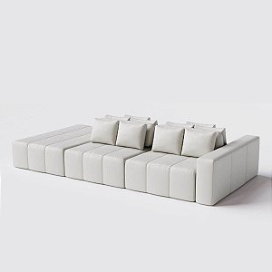 Sofá Modulado Ilha Santorini 2,65m x 1,80m em Couro Off White