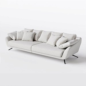 Sofá Living Fixo San Marino 2,76m em Linho Off White Creme