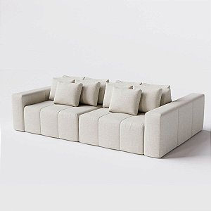 Sofá Modulado Ilha Santorini 2,80m x 1,80m em Linho Bege Cáqui