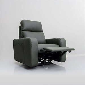Poltrona Confort Elétrica em Couro Legítimo Musgo