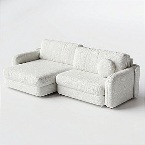 Sofá Cama New Denver Sem Caixa 2,02m em Bouclé Branco Cru