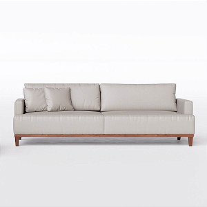 Sofá Living Doha 2,30m em Couro Bege - Home Mobily*