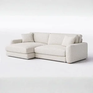 Sofá Cama Bahamas Sem Caixa de 2,20m em Bouclé Off White Nuvem