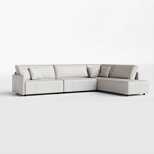 Sofá Living Modulado Mosaico 2,74m x 2,17m em Couro Off White Areia