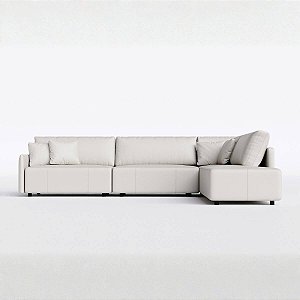 Sofá Living Modulado Mosaico 3,34m x 2,47m em Couro Off White Areia