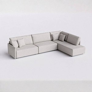 Sofá Living Modulado Mosaico 2,54m x 2,07m em Linho Off White Areia