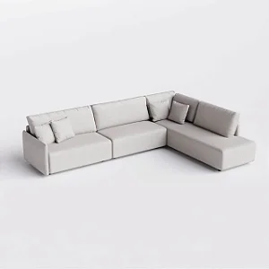 Sofá Living Modulado Mosaico 2,94m x 2,27m em Linho Off White Areia