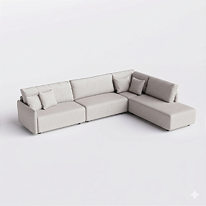 Sofá Living Modulado Mosaico 2,94m x 2,27m em Linho Off White Areia