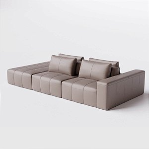 Sofá Modulado Ilha Santorini 3,55m x 1,80m em Couro Fogg