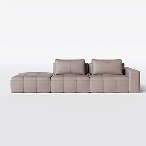 Sofá Modulado Ilha Santorini 3,55m x 1,60m em Couro Fogg