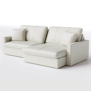 Sofá Cama Bélgica Sem Caixa 2,10m em Couro Off White
