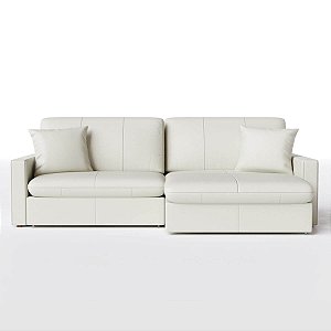 Sofá Cama Bélgica Sem Caixa 2,70m em Couro Off White