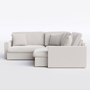 Sofá Cama Bélgica de Canto 2,50m x 2,15m em Bouclé Off White Pérola