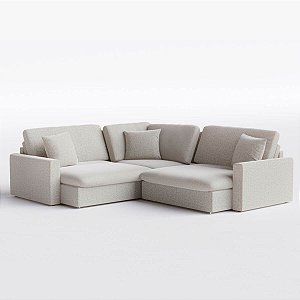Sofá Cama Bélgica de Canto 2,60m x 2,25m em Bouclé Off White Pérola
