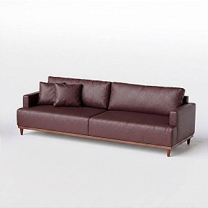 Sofá Living Fixo Doha 1,50m em Couro Burgundy