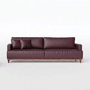 Sofá Living Fixo Doha 2,70m em Couro Burgundy