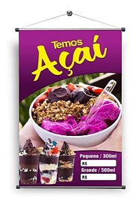 01 Banner AÇAÍ em Lona Brilho Tam 60x90 cm