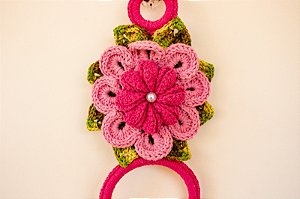 Porta Pano de Prato em Crochê Floral