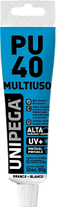 PU bisnaga 80g Unipega preto, branco e cinza cx com 24