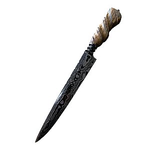 FACA GAÚCHA ESPECIAL EM AÇO DAMASCO 10" CABO TORCIDO