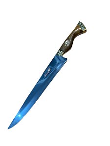 Faca churrasco FULL TANG inox 10" cabo madeira nobre