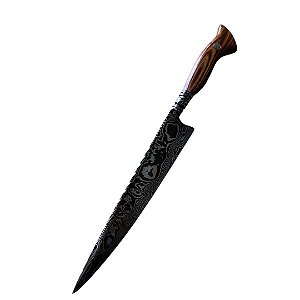 FACA GAÚCHA ESPECIAL EM AÇO DAMASCO 10" CABO MADEIRA NOBRE