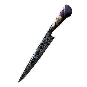 FACA GAÚCHA ESPECIAL EM AÇO DAMASCO 10" CABO MADEIRA NOBRE