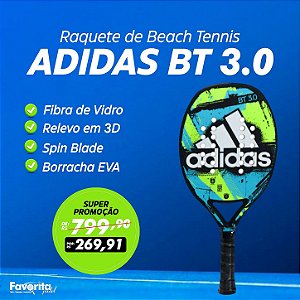 Raquete de Beach Tennis Adidas BT 3.0 Preta Verde Azul e Limão