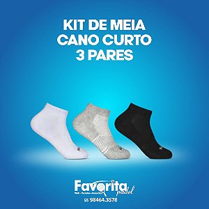 Kit de Meias Masculinas Cano Curto - 3 pares